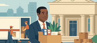 graphic of a government member carrying a box